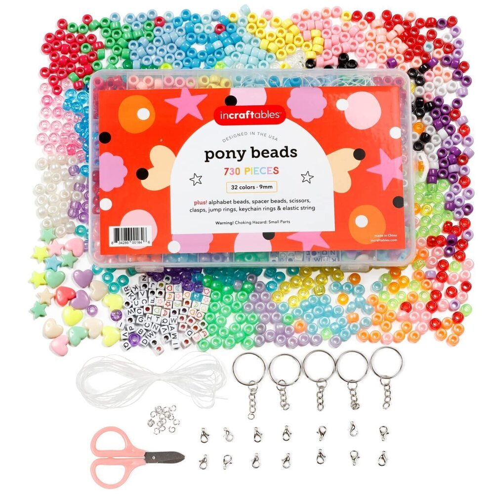 8950 9mm Pony Beads for Bracelets & Jewelry 32 Colors. Bulk Rainbow Bead